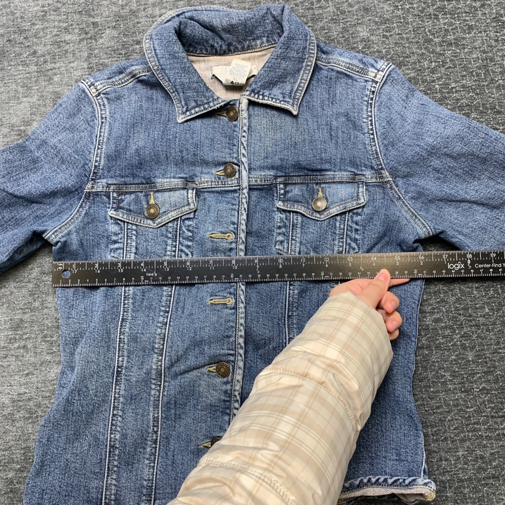 Geoffrey Beene Sport Trucker Jacket Womens 4 Blue Denim Cotton Stretch Outdoor - Picture 6 of 14